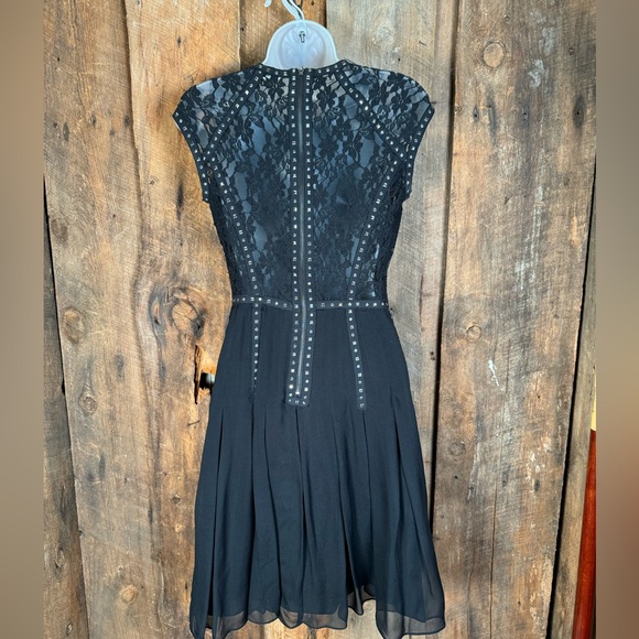 Rebecca Taylor Black Lace and Studded A-Line Dress - Size 2 - Picture 7 of 13
